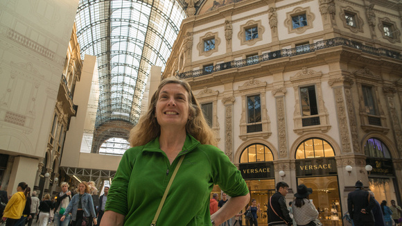Sharon in the Fashion capitol of Italy.